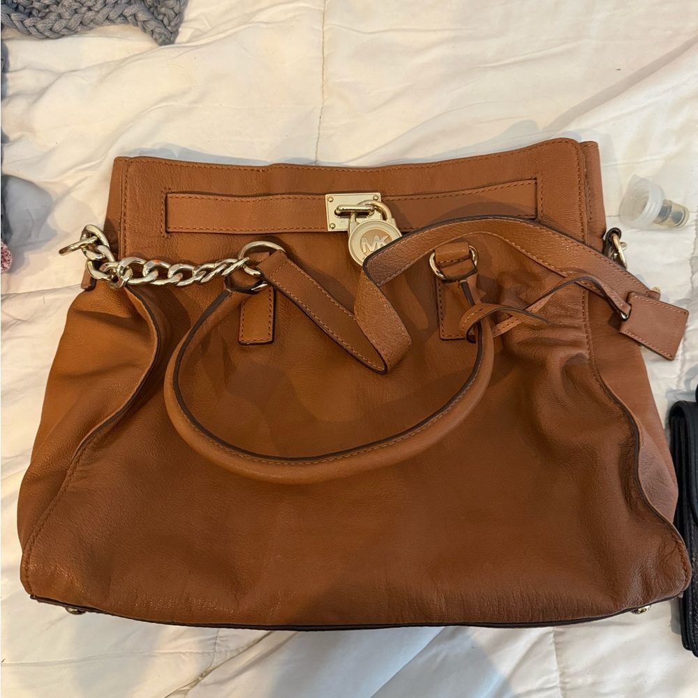 Michael Kors Brown Leather Shoulder Bag Hamilton